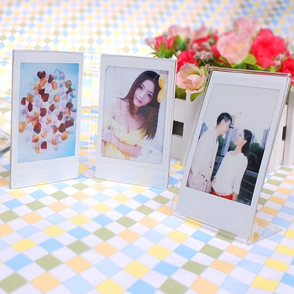 HOOWIFFY 2Pcs Acrylic Photo Display Frames Clear Desktop Picture Frame for Wedding Decor