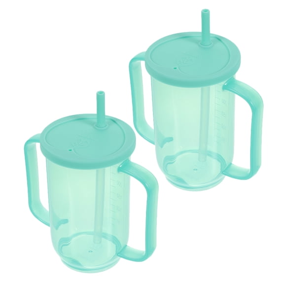 HOOWIFFY 2Pcs Hospital Drinking Cup with Lid and Straw Spill Proof Cup for Disabled Adults