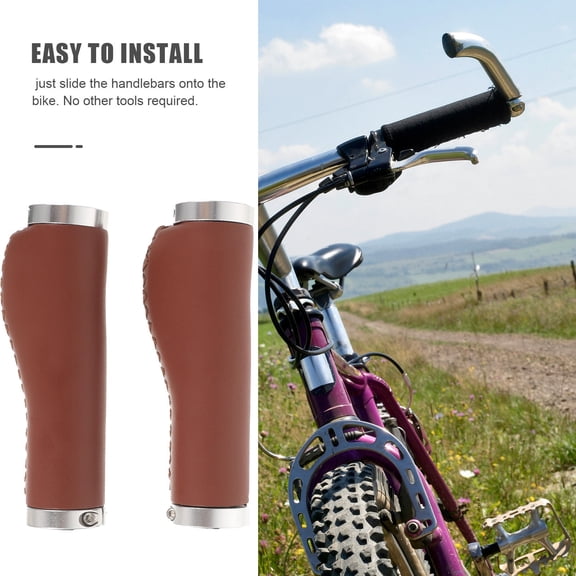 HOOWIFFY Anti-Skid Bike Grips Light Brown PU Plastic Easy Install Long Distance