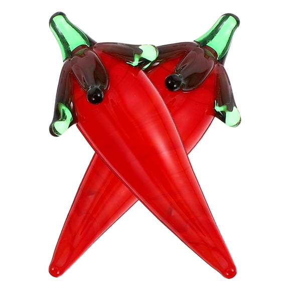 HOOWIFFY 2-Pack Artificial Glass Chili Pepper Decor, Unique Vegetable Shape Desktop Ornament for Party and Home Decoration