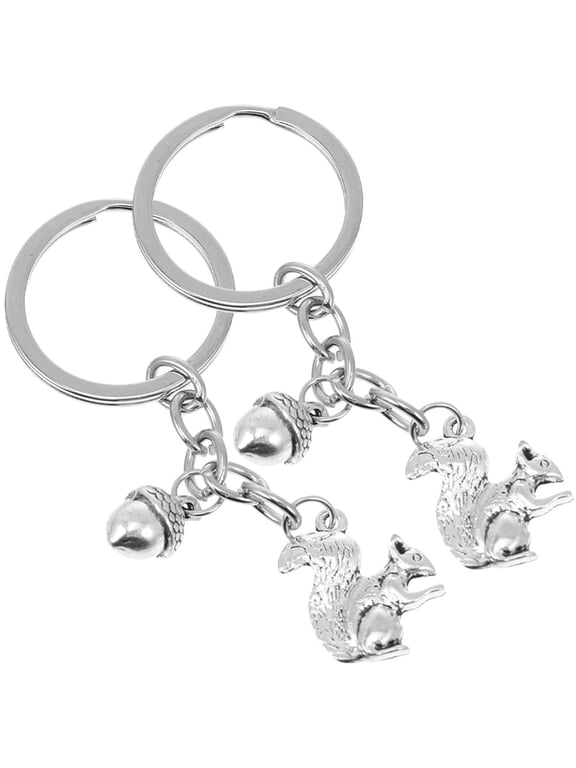 2Pcs Squirrel Keychain Pendant with Pine Cone for Bag Decoration and Key Holder