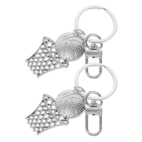HOOWIFFY 2Pcs Metal Basketball Hoop Keychain with Strong Clasp for Everyday Use