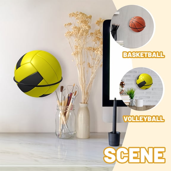 HOOWIFFY 2Pcs Black Basketball Rack Wall Mount with Strong Iron Construction for Secure Sports Ball Storage
