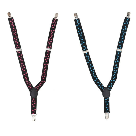 HOOWIFFY 2-Pack Elastic Unisex Suspenders with Metal Clips for Men and Women Trouser Support