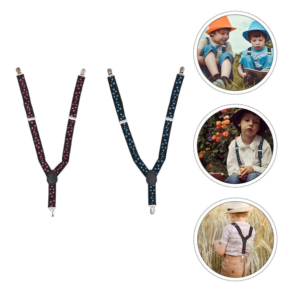 HOOWIFFY 2-Pack Adjustable Elastic Suspenders with Metal Clips for Men and Women Trouser Support