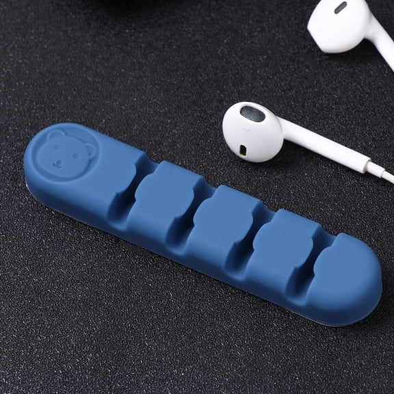 HOOWIFFY cable organiser desk Cable Clips Silicone Blue for Cell Phone Accessories 2Pcs