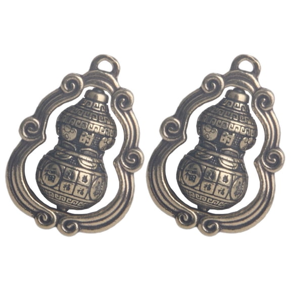 HOOWIFFY 2Pcs Brass Fengshui Keychain Ornament Gourd Style for Prosperity and Protection