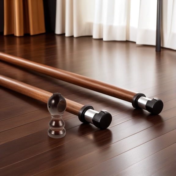 HOOWIFFY 2Pcs Coffee Wood Curtain Rod Support Brackets Heavy Duty Wall Mounted Drapery Rod Hangers