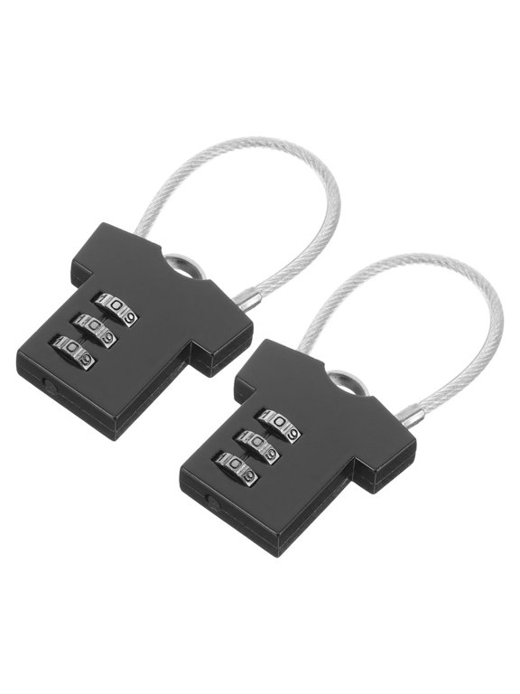 Cable Luggage Locks Black Durable Lightweight High Security 2Pcs