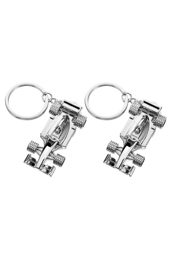 Cute Keychain for Car Keys Durable Metal Racing Car Design 2Pcs