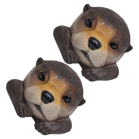 HOOWIFFY 2Pcs Floating Head Resin Sculpture Realistic Waterproof Animal Decor for Outdoor Garden Pond and Lake