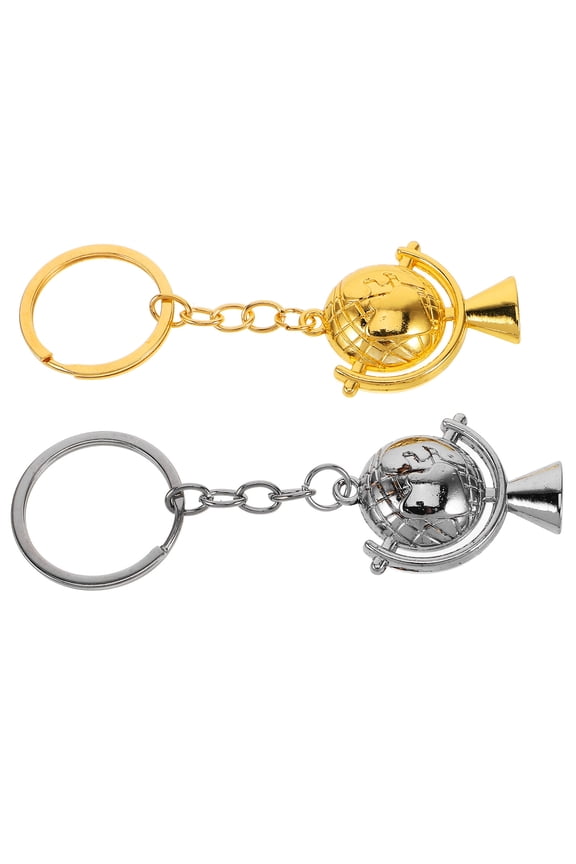 2Pcs Travel Party Favors Globe Keychains with World Map Design for Car Keys