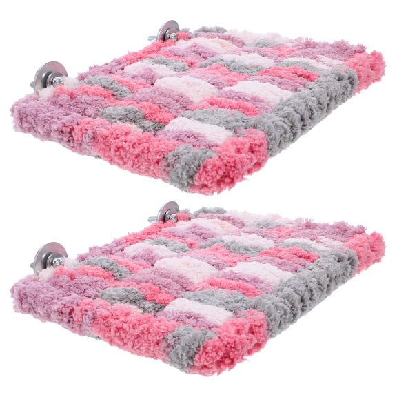 HOOWIFFY 2Pcs Hanging Bird Cage Platform Soft Plush Perch Warm Resting Stand for Parakeets