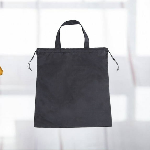 HOOWIFFY 2Pcs Heavy Duty Drawstring Bag Polyester Storage Pouch Black Portable Dirt-Resistant for Home Outdoor