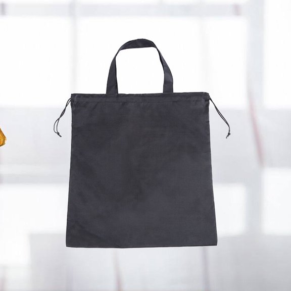 HOOWIFFY 2 Pack Heavy Duty Drawstring Bags, Black Polyester Storage Pouches, Portable Dirt-Resistant for Home Travel Outdoor