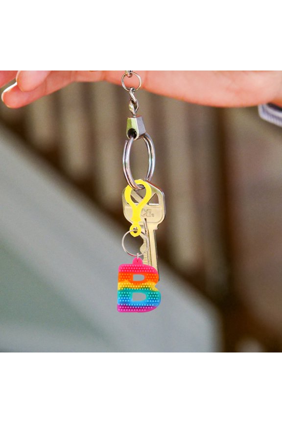 2Pcs Key Decors Multi-colored Alphabet Shape for Bag Ornaments and Car Decor with Flexible Glue