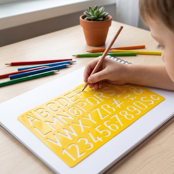 HOOWIFFY 2-Piece Alphabet Stencils Set in Assorted Colors for Tracing, Drawing, Crafts, Art Projects, and School Activities