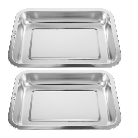 HOOWIFFY 2Pcs Stainless Steel Cat Litter Box Large Capacity Durable Open Type