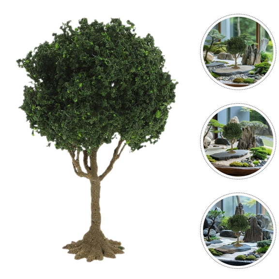 HOOWIFFY Set of 2 Green Plastic Decorative Landscape Trees for Crafts, Model Railroads, Dioramas, and Miniature Scenes