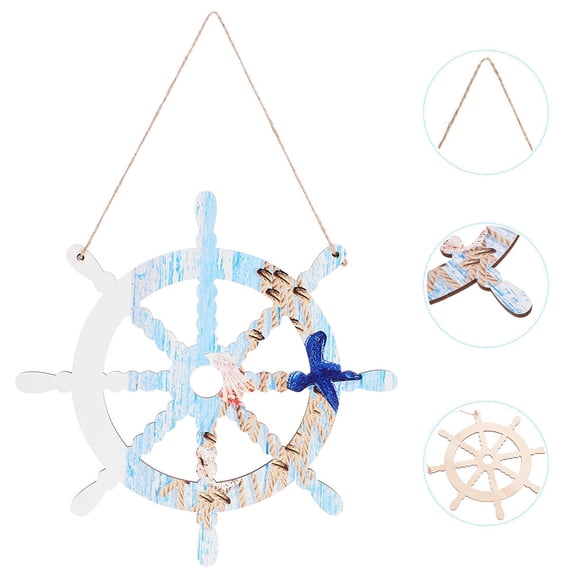 HOOWIFFY 2-Pack Nautical Wood Rudder Wall Decor, Assorted Colors Ship Wheel for Home, Office, Coastal and Beach Style