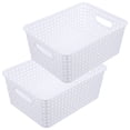 thumbnail image 1 of HOOWIFFY 2-Pack White Plastic Storage Baskets for Kitchen, Office, Home Organization and Sundries Storage Containers, 1 of 8