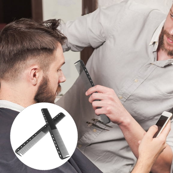 HOOWIFFY 2-Pack Black Plastic Hairdressing Combs Double Ended Fine and Coarse Teeth Anti-Static Styling Tools