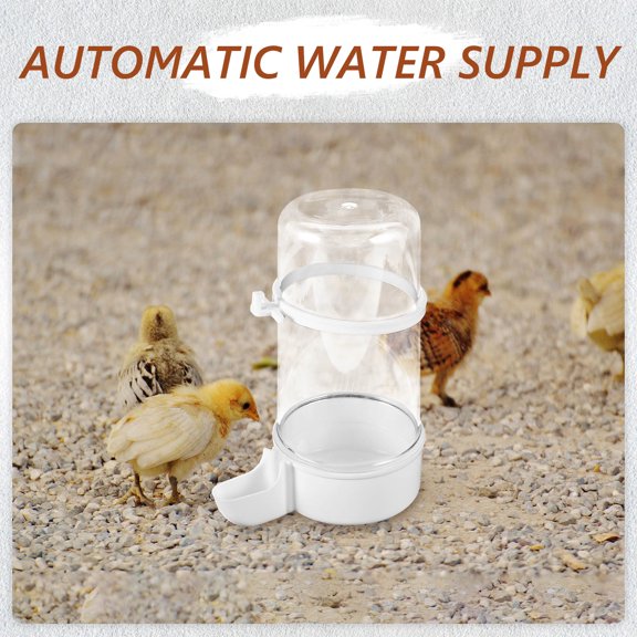 HOOWIFFY 2Pcs Plastic Automatic Parrot Waterer with Efficient Water Saving Technology White