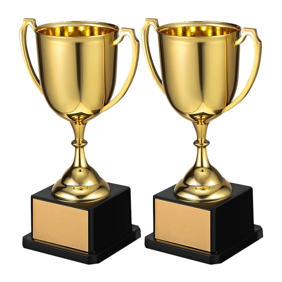 HOOWIFFY 2Pcs Plastic Golden Trophy Awards for Team Sports and Soccer Events with Elegant Design and Long-Term Use