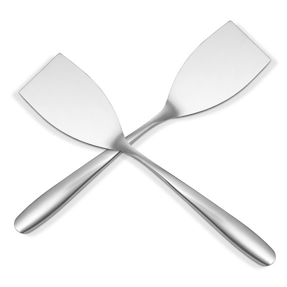 HOOWIFFY 2Pcs Plated Silver Metal Cooking Spatula 304 Stainless Steel Multipurpose Kitchen Shovel