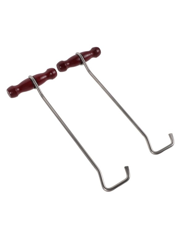 Portable Wooden Handle Boot Puller, Stainless Steel, Comfortable Grip, 2Pcs
