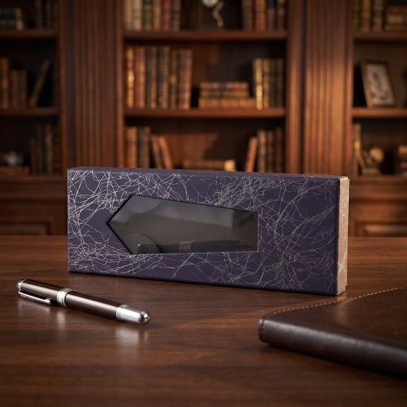 HOOWIFFY Navy Tie Organizer Box, Durable Cardboard and Plastic, Efficient Selection, Dust-Resistant, 2Pcs