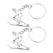 HOOWIFFY 2Pcs Ski Accessories for Men Key Hanging Decorations Silver Rugged Design Gift
