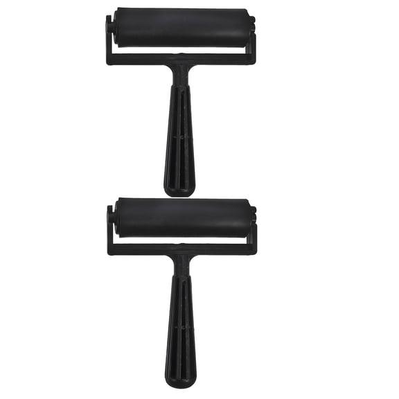 HOOWIFFY Black Ink Rollers for Printmaking and Craft Projects, Plastic Handle, 2 Pieces Set