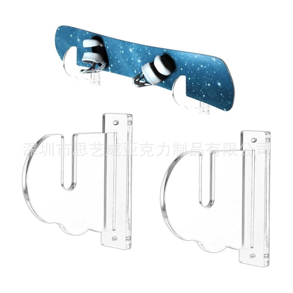 HOOWIFFY 2-Pack Space-Saving Acrylic Skateboard Wall Hangers for Home and Garage Storage
