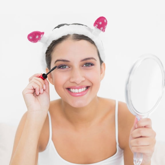 HOOWIFFY White Mushroom Headband Soft Flannel Spa Facial Hair Band 2 Pieces Comfortable and Adjustable