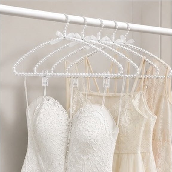 HOOWIFFY 2Pcs White Curved Non-Slip Bridal Hangers for Wedding Dress Skirts Jackets and Pants Plastic