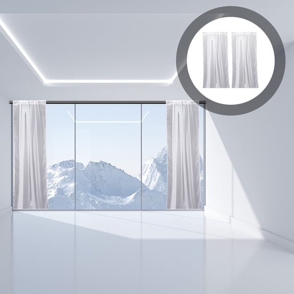 HOOWIFFY 2Pcs Ceiling Curtain White Polyester Privacy Protection Dining Room Window Accessory
