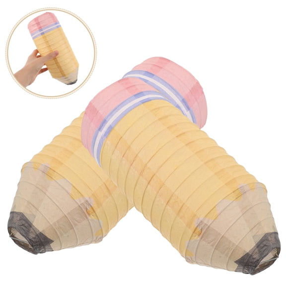 HOOWIFFY 2Pcs Yellow Pencil Paper Lanterns Hanging Decorations for Back to School Classroom Parties