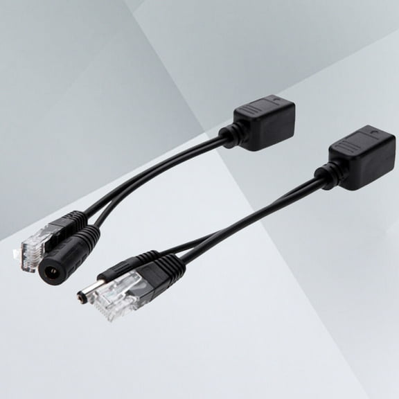 HOOWIFFY 2Pcs Poe Injector Splitter Cable Black Wire for Wlan Security Monitoring and Router Use