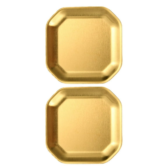 HOOWIFFY Golden Stainless Steel Octagonal Korean Style Dinner Plates Set of 2 for Home, Restaurant, Hotel Food Serving