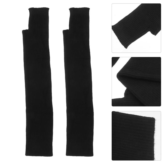 HOOWIFFY 2Set Warm Gloves Fingerless Woolen Black Fashionable Style for General Users