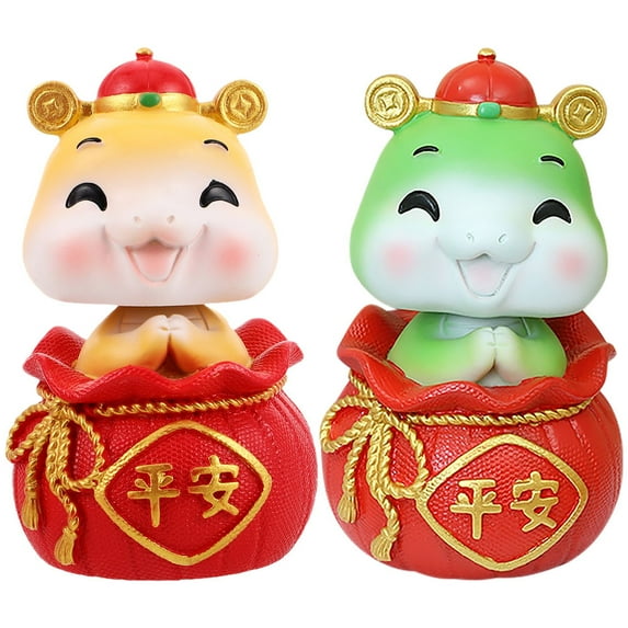 HOOWIFFY 2-Piece Chinese New Year Snake Decorations Set, Festive Car Ornaments in Assorted Colors for Holiday Celebration