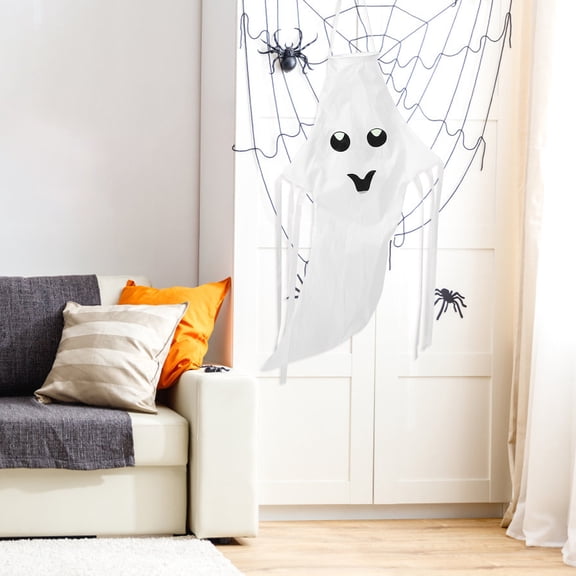 HOOWIFFY 2-Pack Decorative Ghost Windsock Hanging Polyester Window Decor for Indoor Outdoor Party