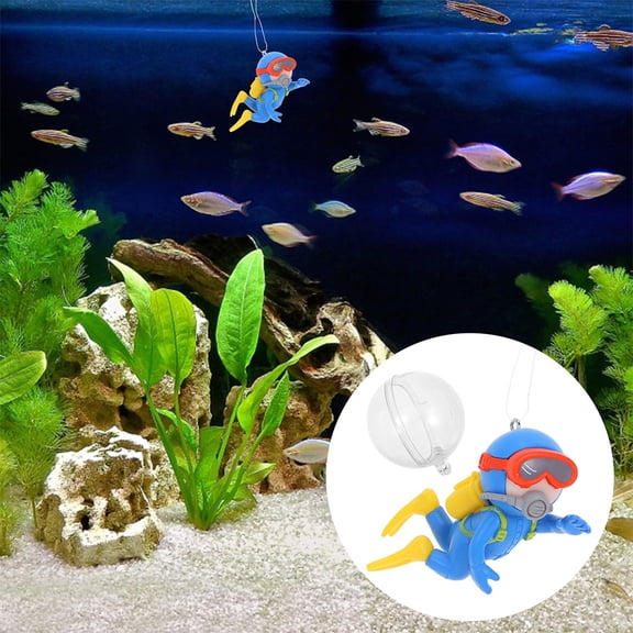 HOOWIFFY 2pcs Floating Aquarium Divers Resin Multi-colored for Aquarium Decor Enhancement