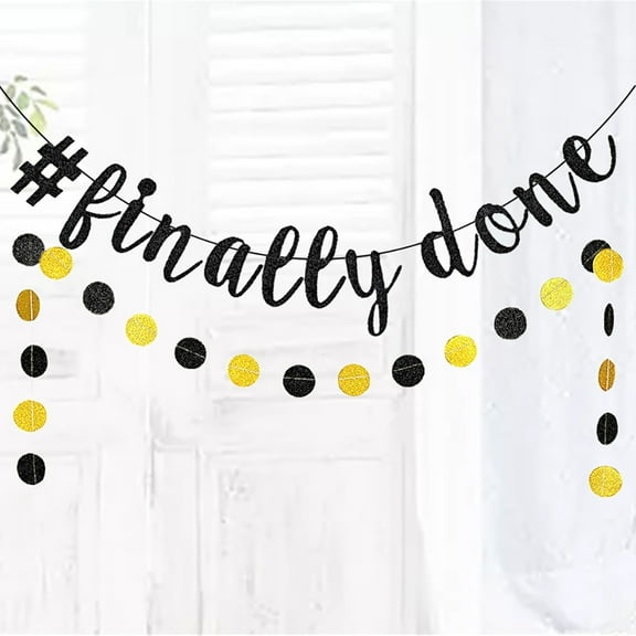 HOOWIFFY 2-Pack Black Circle Hanging Decorations for Graduation Party Background, Seasonal Celebration Decor