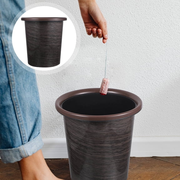 HOOWIFFY 2-Pack Brown Waste Paper Baskets Creative Design for Home Office Bathroom Use