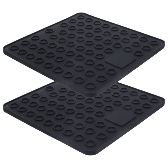 HOOWIFFY Set of 2 Black Silicone Trivet Mats for Kitchen Countertops, Coffee Pots, and Non-