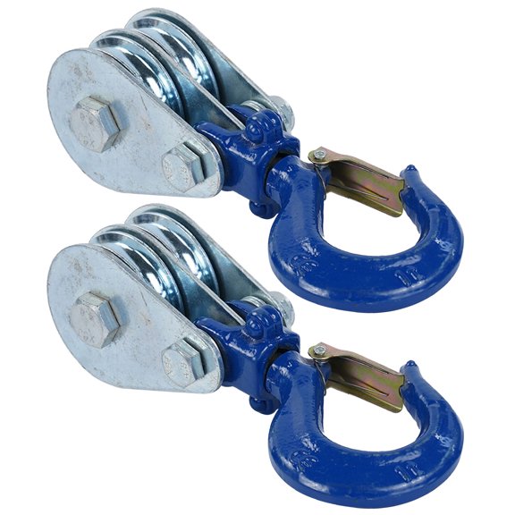 HOOWIFFY 2pcs Ton Double Pulley Snatch Block with Swivel Hook for Winch
