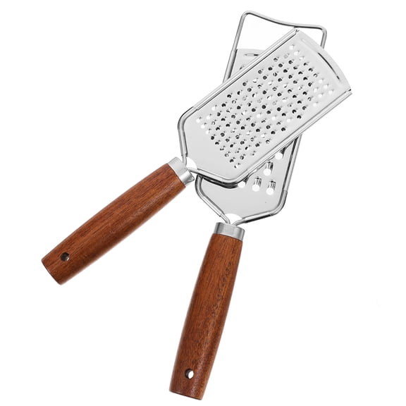 HOOWIFFY 2-Piece Multi-Use Wood Handle Cheese Grater Set Stainless Steel Dishwasher Safe Kitchen Tool