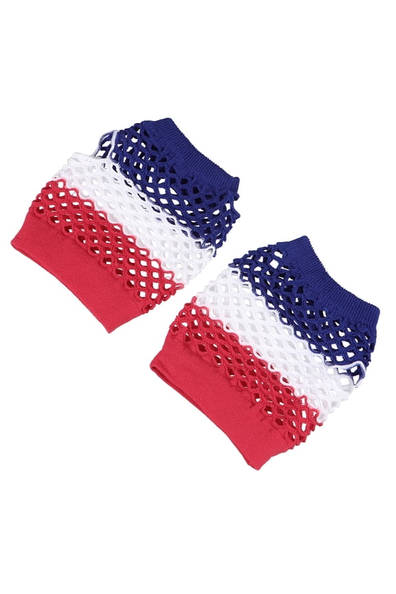 Fishnet Gloves Us Flag Design Multi Color Half-Finger Party 3Pairs
